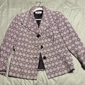Le Suit Black and White/Gray Geometric Blazer